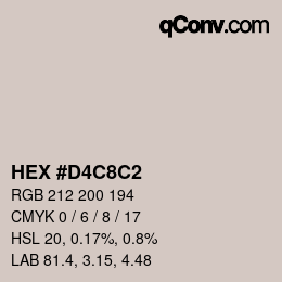 カラーコード: HEX #D4C8C2 | qconv.com