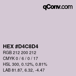 カラーコード: HEX #D4C8D4 | qconv.com