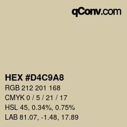 Color code: HEX #D4C9A8 | qconv.com