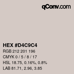 颜色代码: HEX #D4C9C4 | qconv.com