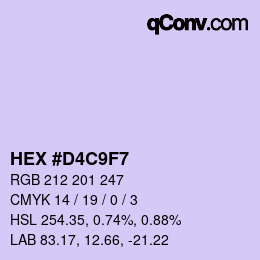 Color code: HEX #D4C9F7 | qconv.com