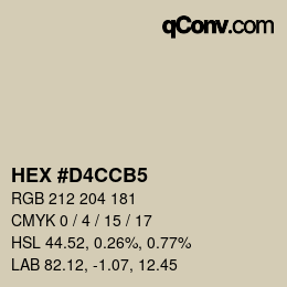 颜色代码: HEX #D4CCB5 | qconv.com