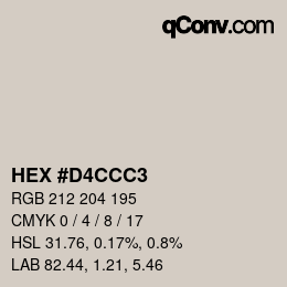 Color code: HEX #D4CCC3 | qconv.com