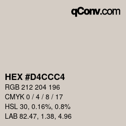 Color code: HEX #D4CCC4 | qconv.com
