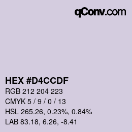 Color code: HEX #D4CCDF | qconv.com