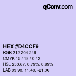 Color code: HEX #D4CCF9 | qconv.com