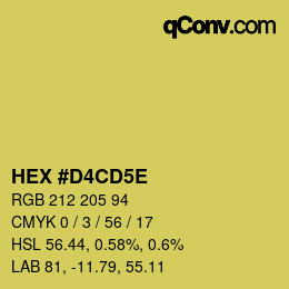 颜色代码: HEX #D4CD5E | qconv.com