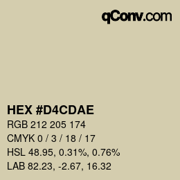 Color code: HEX #D4CDAE | qconv.com