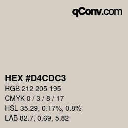 カラーコード: HEX #D4CDC3 | qconv.com