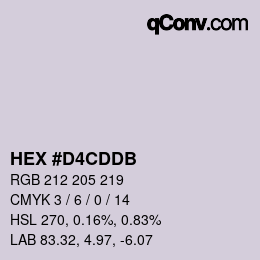 颜色代码: HEX #D4CDDB | qconv.com