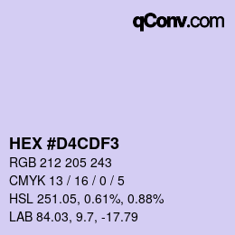 Color code: HEX #D4CDF3 | qconv.com