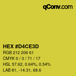 カラーコード: HEX #D4CE3D | qconv.com