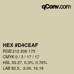 Color code: HEX #D4CEAF | qconv.com