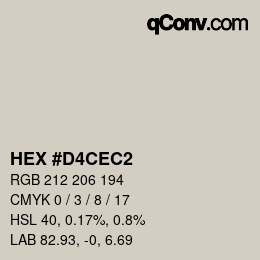 Color code: HEX #D4CEC2 | qconv.com