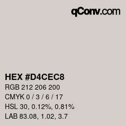 Color code: HEX #D4CEC8 | qconv.com