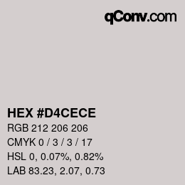 カラーコード: HEX #D4CECE | qconv.com