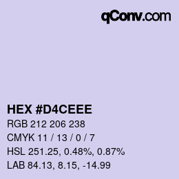 カラーコード: HEX #D4CEEE | qconv.com