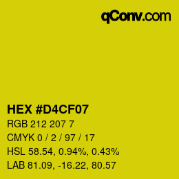 カラーコード: HEX #D4CF07 | qconv.com