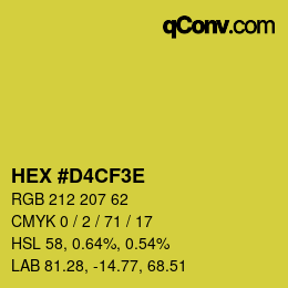 Farbcode: HEX #D4CF3E | qconv.com