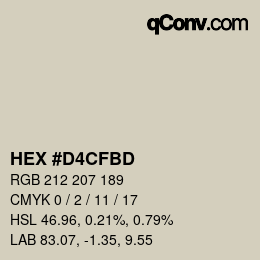 Color code: HEX #D4CFBD | qconv.com