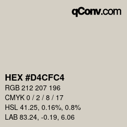 颜色代码: HEX #D4CFC4 | qconv.com