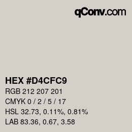Color code: HEX #D4CFC9 | qconv.com