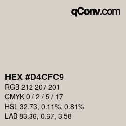 Color code: HEX #D4CFC9 | qconv.com