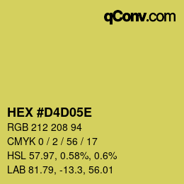 颜色代码: HEX #D4D05E | qconv.com