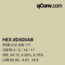 Color code: HEX #D4D0AB | qconv.com