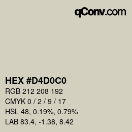 カラーコード: HEX #D4D0C0 | qconv.com