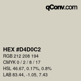 カラーコード: HEX #D4D0C2 | qconv.com