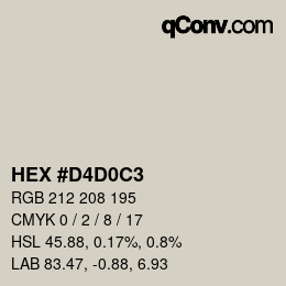 カラーコード: HEX #D4D0C3 | qconv.com