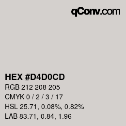 カラーコード: HEX #D4D0CD | qconv.com