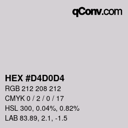 Farbcode: HEX #D4D0D4 | qconv.com