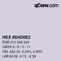 カラーコード: HEX #D4D0E2 | qconv.com