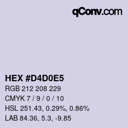 カラーコード: HEX #D4D0E5 | qconv.com