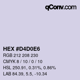 カラーコード: HEX #D4D0E6 | qconv.com