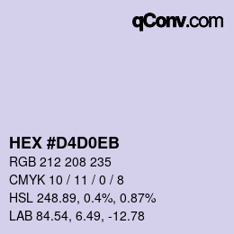 Color code: HEX #D4D0EB | qconv.com