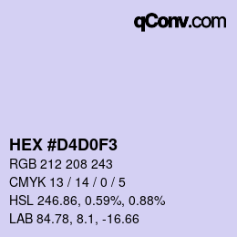 Code couleur: HEX #D4D0F3 | qconv.com