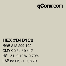 颜色代码: HEX #D4D1C0 | qconv.com
