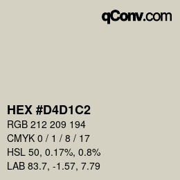 颜色代码: HEX #D4D1C2 | qconv.com