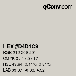 Color code: HEX #D4D1C9 | qconv.com