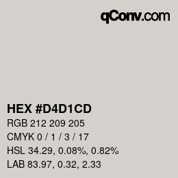 Color code: HEX #D4D1CD | qconv.com