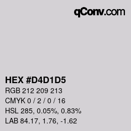 颜色代码: HEX #D4D1D5 | qconv.com