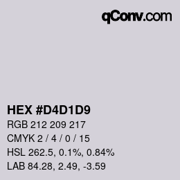 Code couleur: HEX #D4D1D9 | qconv.com