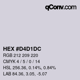 Farbcode: HEX #D4D1DC | qconv.com
