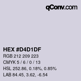 颜色代码: HEX #D4D1DF | qconv.com