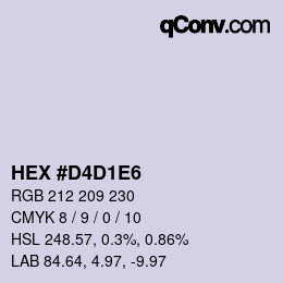 颜色代码: HEX #D4D1E6 | qconv.com