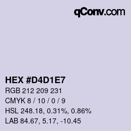 颜色代码: HEX #D4D1E7 | qconv.com