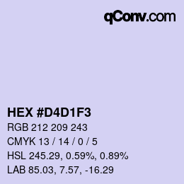 カラーコード: HEX #D4D1F3 | qconv.com
